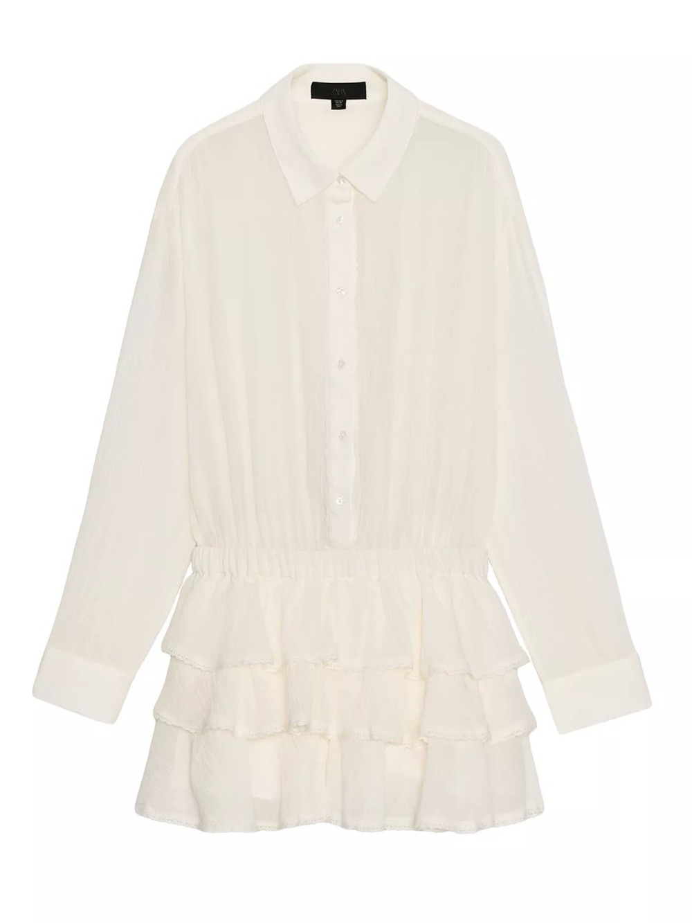 Light Cream Ruffled Button-Front Romper